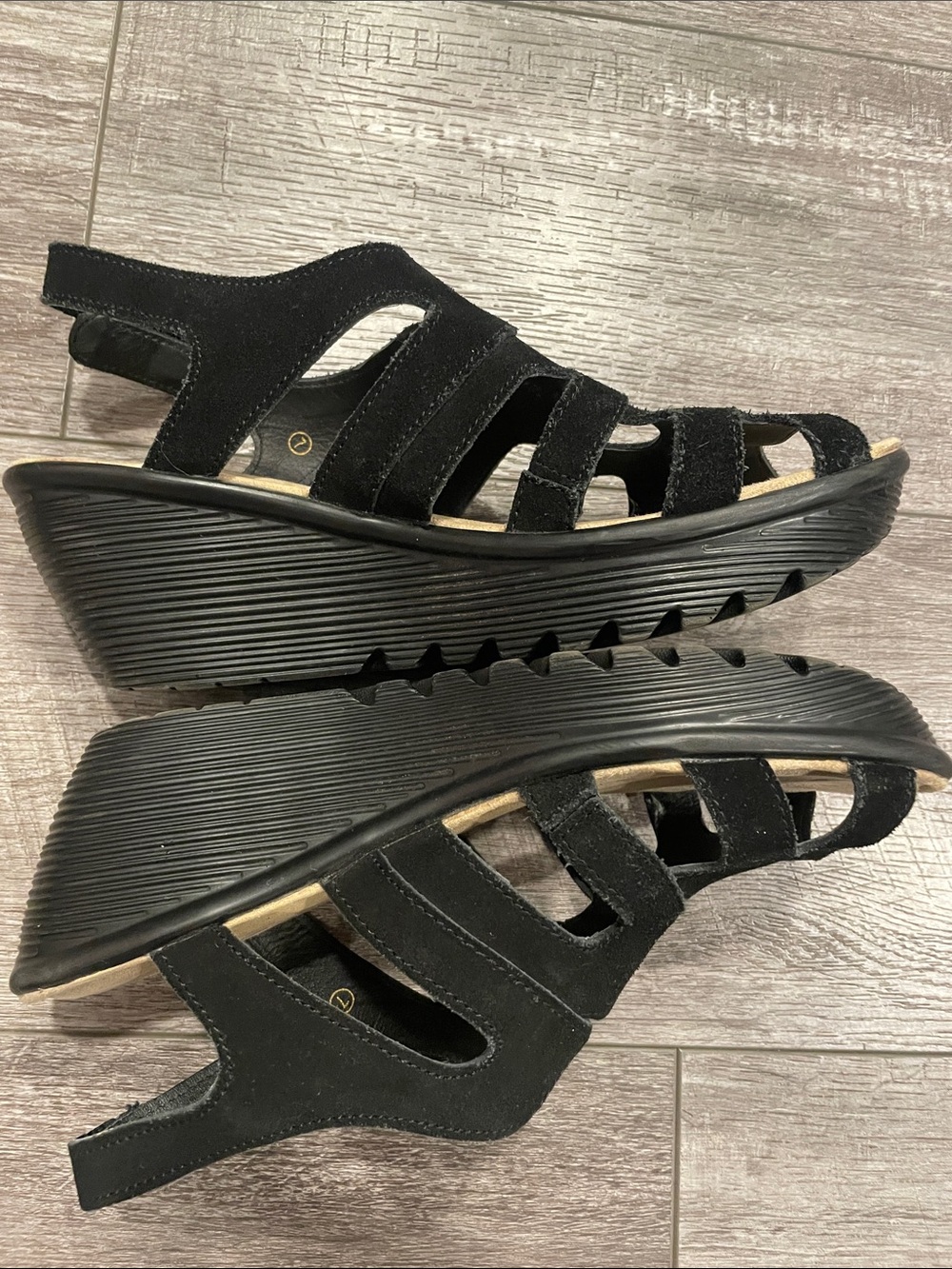 Sketchers Parallel Stylin Wedge Sandal Black Sz 7 - Picture 3 of 7